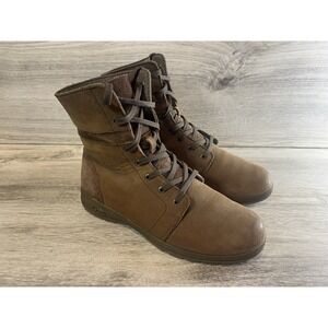 Chaco‎ Natilly Leather Womens Sz 5.5 Boots Lace Up Hiking Fold Down Bison Brown